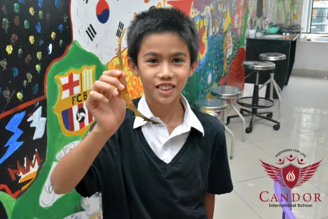 Grade 4 students preparing Diwali greeting cards