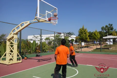 Basketball coaching session in progress