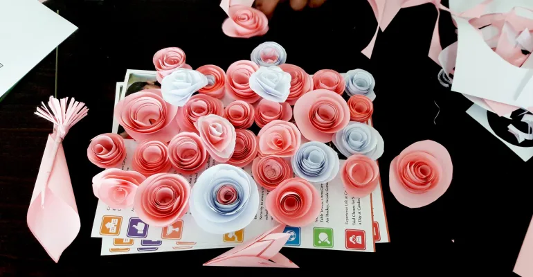 Creating something new! Pretty Pink & White roses!