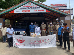 Bannerghatta police station Covid Support by candor International school