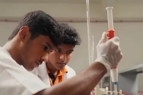 Students doing chemistry experiments